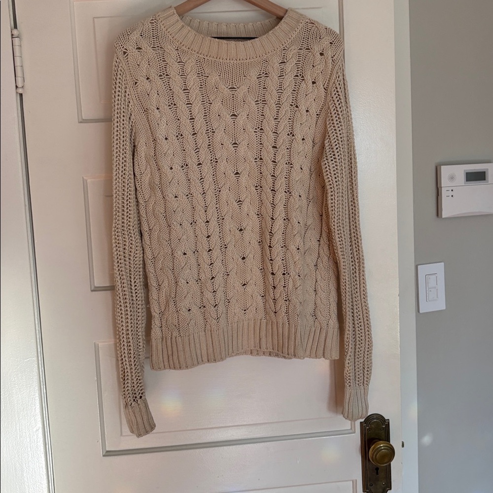 Frame Denim Cream Cable Knit Sweater